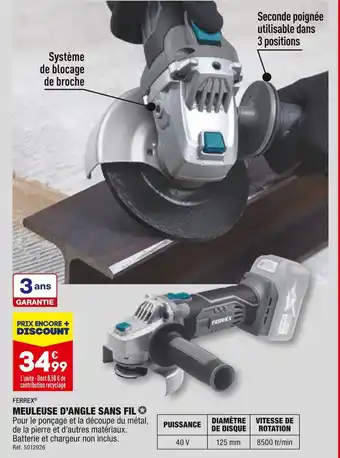 ALDI Ferrex meuleuse d’angle sans fil offre