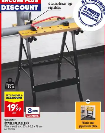 ALDI Workzone établi pliable offre