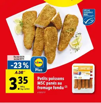 Lidl Petits poissons msc panés au fromage fondu offre