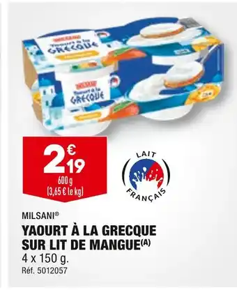 ALDI Milsani yaourt à la grecque sur lit de mangue offre