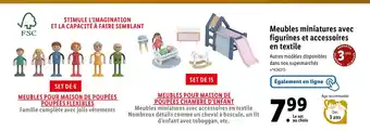 Meubles miniatures avec figurines et accessoires en textile