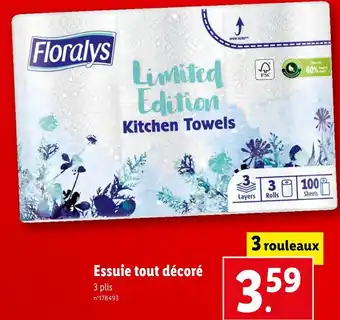 Lidl Floralys essuie tout décoré offre