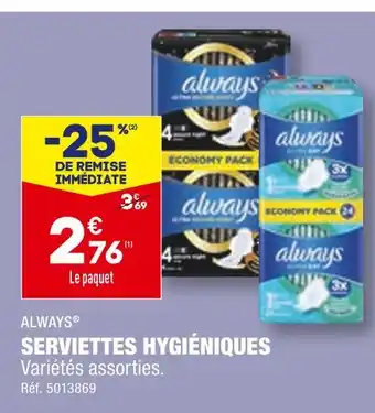 Always serviettes hygiéniques