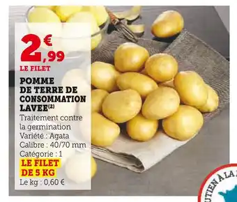 Super U Pomme de terre de consommation lavee offre