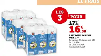 Super U U lait demi ecreme uht offre