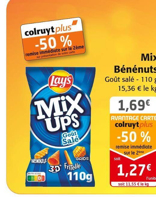 Promo Lay's mix bénénuts chez Colruyt