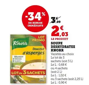 Super U Knorr soupe deshydratee offre