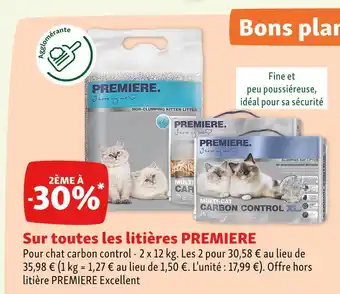 Maxi Zoo Premiere 2ème à -30% sur toutes les litières premiere offre