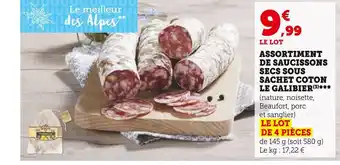 Super U Le galibier assortiment de saucissons secs sous sachet coton offre