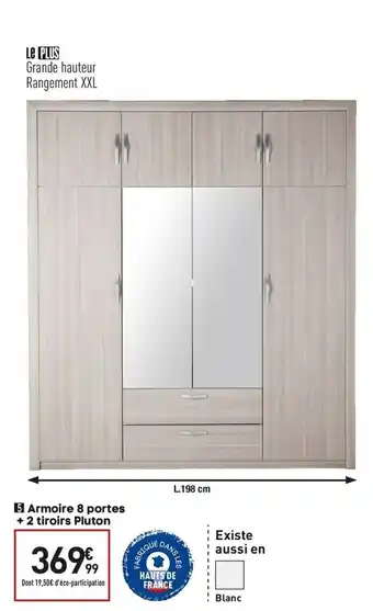 Conforama Armoire 8 portes + 2 tiroirs pluton offre