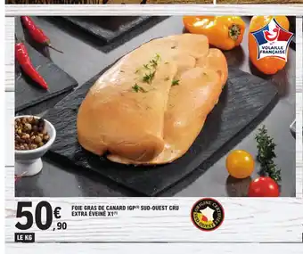 E.Leclerc FOIE GRAS DE CANARD IGP(3) SUD-OUEST CRU EXTRA ÉVEINÉ X1 offre