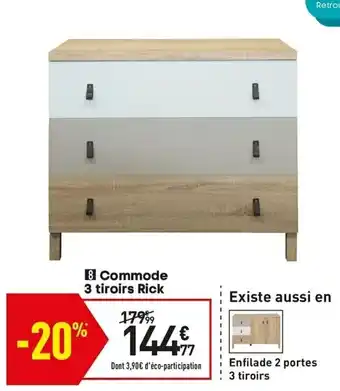 Conforama Commode 3 tiroirs rick offre