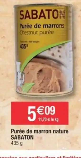 Cora x Carrefour Purée de marron nature SABATON 435 g offre