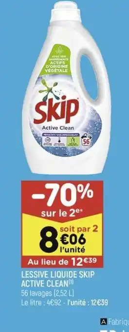 Leader Price LESSIVE LIQUIDE SKIP ACTIVE CLEAN offre