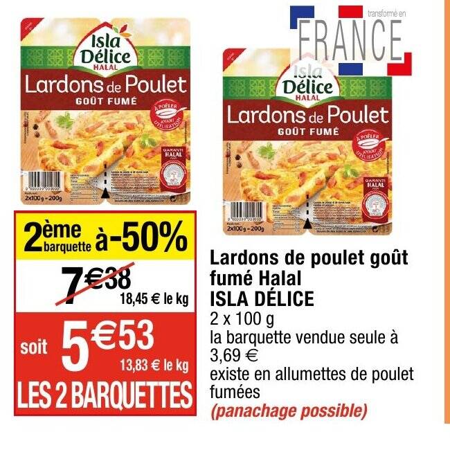 Promo Lardons de poulet goût fumé Halal chez Migros