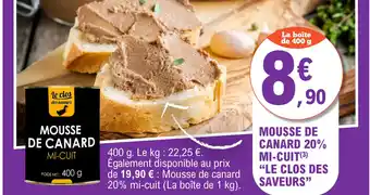 E.Leclerc MOUSSE DE CANARD 20% MI-CUIT LE CLOS DES SAVEURS offre