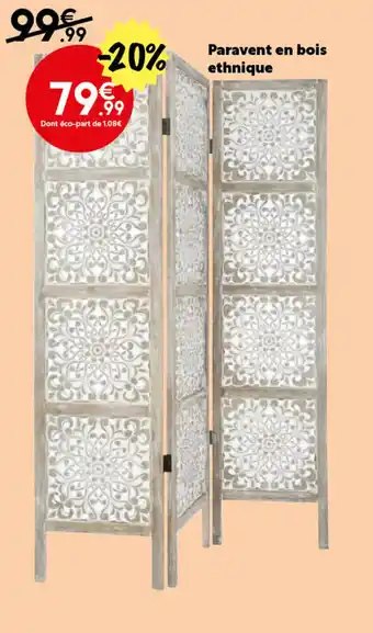 Maxi Bazar Paravent en bois ethnique offre