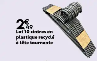 Maxi Bazar Lot 10 cintres en plastique recyclé à tête tournante offre