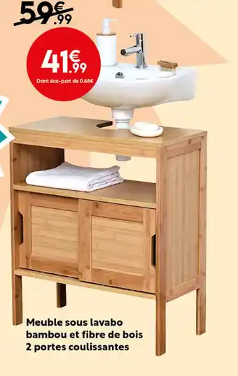 Maxi Bazar Meuble sous lavabo bambou et fibre de bois 2 portes coulissantes offre