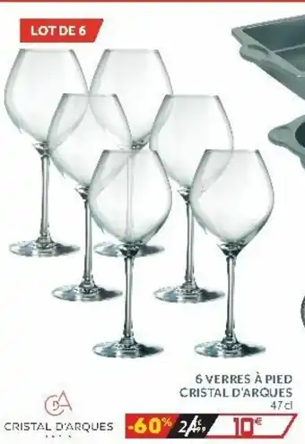 5 Verres à pied cristal d'arques