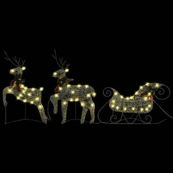 Bricomarché Vidaxl décoration de noël rennes avec traîneau 60 led extérieur doré offre