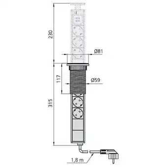 Bricorama Emuca multiconnecteur élevable vertikal, eu, peint en noir, plastique et aluminium offre