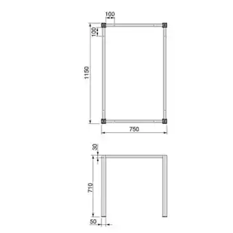 Bricorama Emuca pieds carrés et cadre de table, 50x50mm, 1.150x750, peint en noir, acier offre