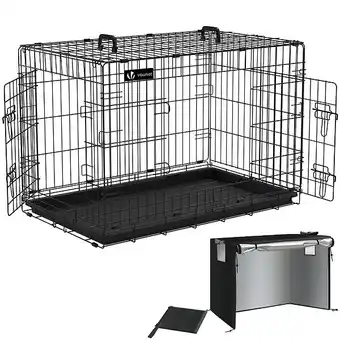 Bricorama Vounot cage pour chien pliable avec 2 portes verrouillable plateau amovible et housse de protection 92x58x64cm offre