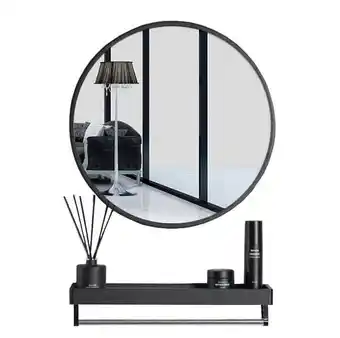 Bricorama Numito - miroir rond style scandinave couloir/salle de bain - 80x80x3.5 cm - miroir mural - noir offre