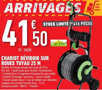Brico Cash Chariot Dévidoir Sur Roues Tuyau 25 M offre