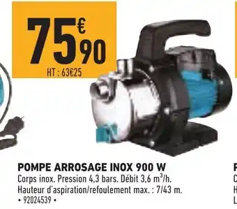 Brico Cash Pompe Arrosage Inox 900 W offre