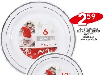 Stokomani Les 6 assiettes blanches liseret offre