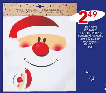 Les 4 sets de table + 4 sous verres forme pÚre noël
