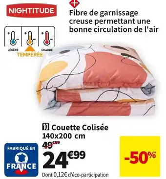 Conforama Nightitude couette colisée 140x200 cm offre