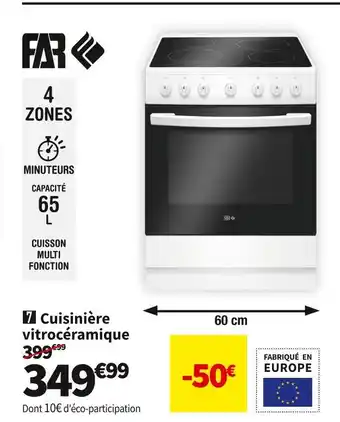 Conforama Far cuisinière vitrocéramique cv6060w offre