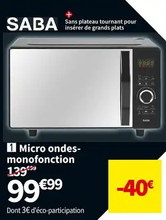 Conforama Saba micro ondes-monofonction mo25wt offre