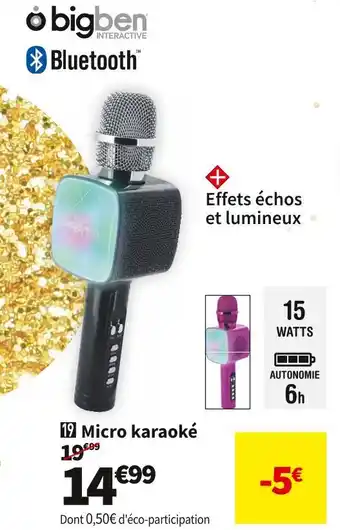 Conforama Bigben micro karaoké bigben partybtmic2bk offre