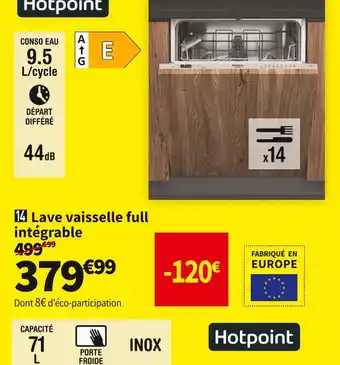 Conforama Hotpoint lave vaisselle full intégrable h2ihd524a offre