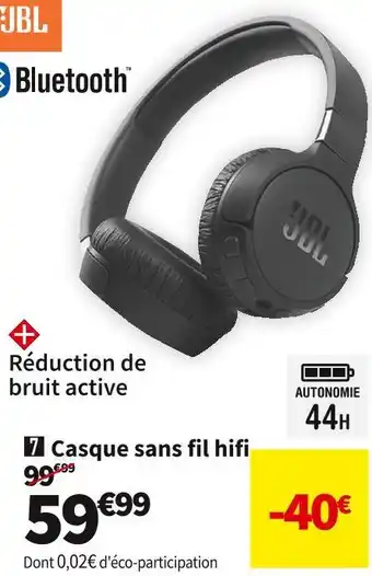 Conforama Jbl casque sans fil hifi t660ncblk offre