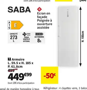 Conforama Saba cong. armoire uf2723nfw offre