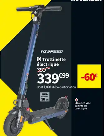 Conforama Wispeed trottinette électrique t855 bleu nuit offre
