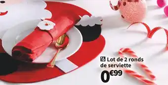 Conforama Lot de 2 ronds de serviette pêre noël offre