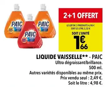 Supeco Paic liquide vaisselle offre