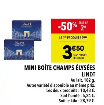 Supeco Lindt mini boîte champs élysées offre