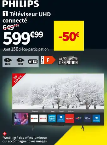 Conforama Philips téléviseur uhd connecté 55pus8108/12 offre
