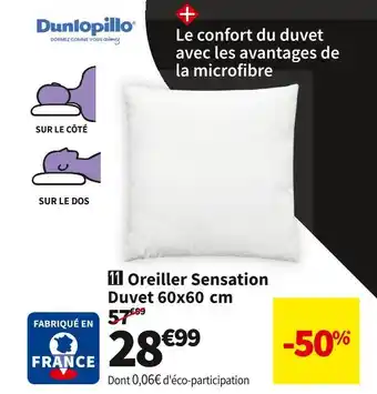 Dunlopillo oreiller sensation duvet 60x60 cm