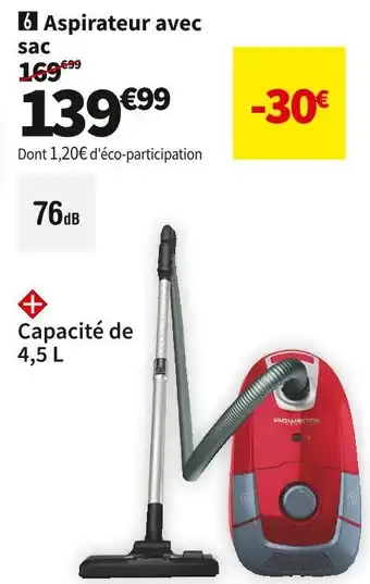 Conforama Rowenta aspirateur avec sac ro3154ea offre