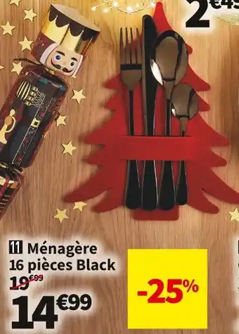 Conforama Ménagère 16 pièces black offre