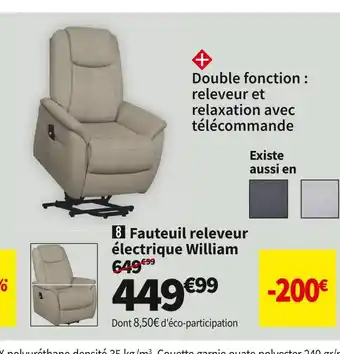 Conforama  fauteuil relax william offre
