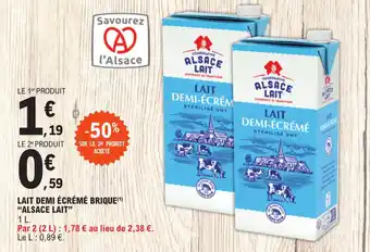 E.Leclerc LAIT DEMI ÉCRÉMÉ BRIQUE(¹) "ALSACE LAIT" offre